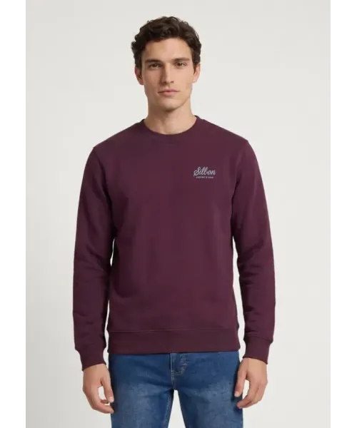 SUDADERA VARSITY  GRANATE SILBON HOMBRE