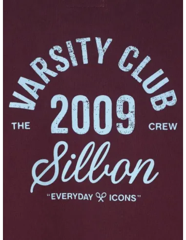 SUDADERA VARSITY  GRANATE SILBON HOMBRE