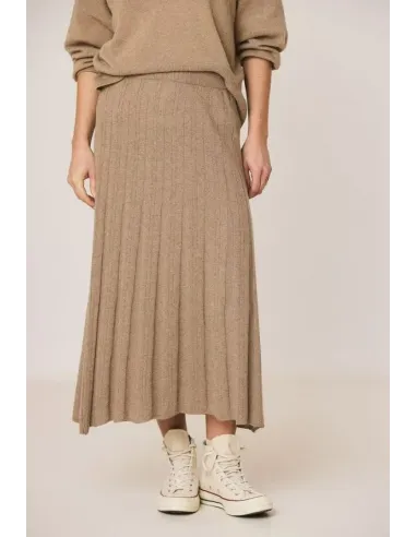 FALDA PLISADA PUNTO MARRON INDI&COLD