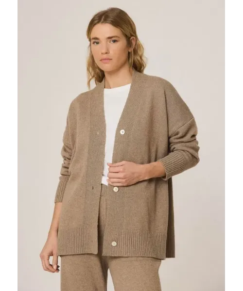 CHAQUETA PUNTO LARGA MARRON INDI&COLD