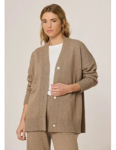 CHAQUETA PUNTO LARGA MARRON INDI&COLD