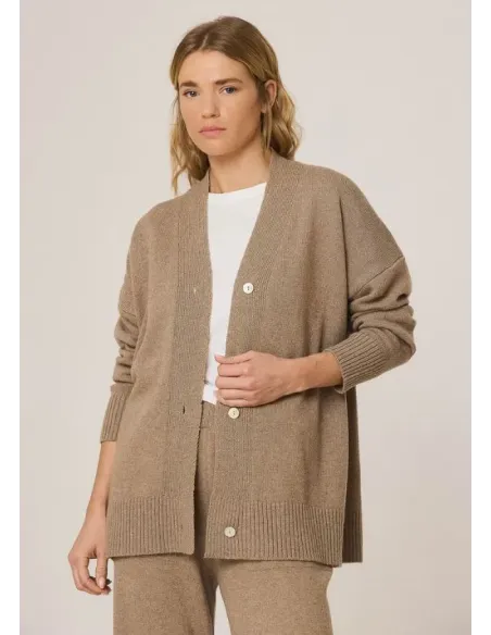 CHAQUETA PUNTO LARGA MARRON INDI&COLD