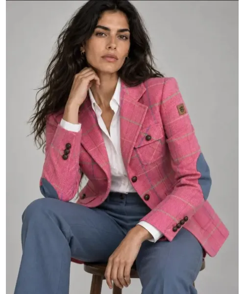 AMERICANA CUADROS ROSA  MONTEPICAZA MUJER