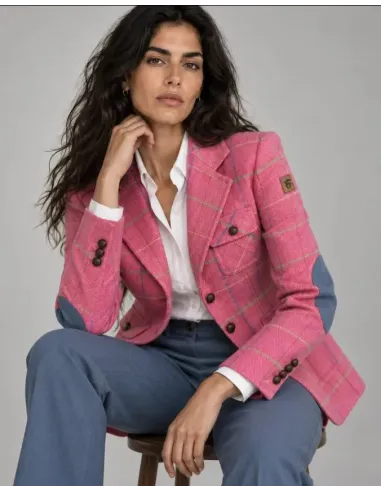 AMERICANA CUADROS ROSA  MONTEPICAZA MUJER