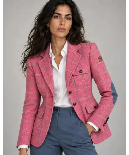 AMERICANA CUADROS ROSA  MONTEPICAZA MUJER 2