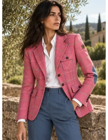 AMERICANA CUADROS ROSA  MONTEPICAZA MUJER