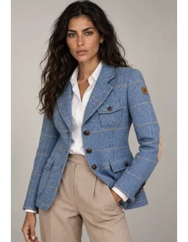 AMERICANA CUADROS CELESTE MONTEPICAZA MUJER