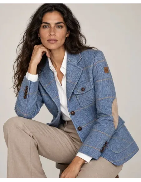 AMERICANA CUADROS CELESTE MONTEPICAZA MUJER