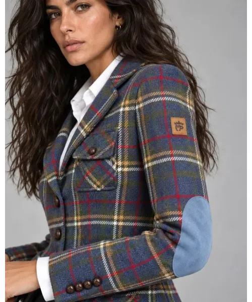 AMERICANA CUADROS AZUL OSCURO MONTEPICAZA MUJER