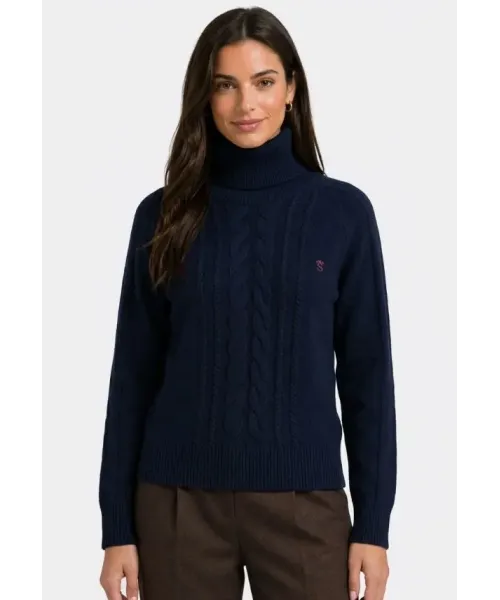 JERSEY OCHOS CUELLO ALTO AZUL MARINO SOLERA MUJER