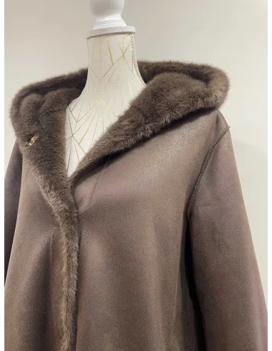 ABRIGO MARRON REVERSIBLE SATINETTE
