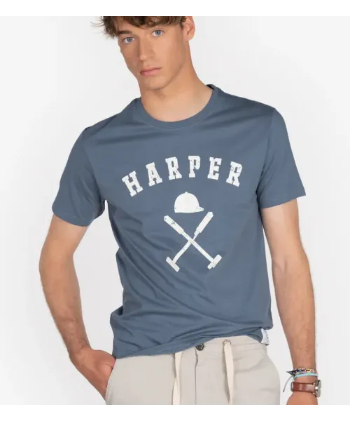 CAMISETA AZUL LOGO HARPER&NEYER